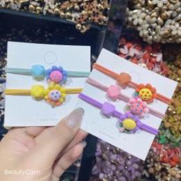 糖果色花朵菱形彩珠皮筋  花朵皮筋 韓版發(fā)圈發(fā)繩 1元店飾品